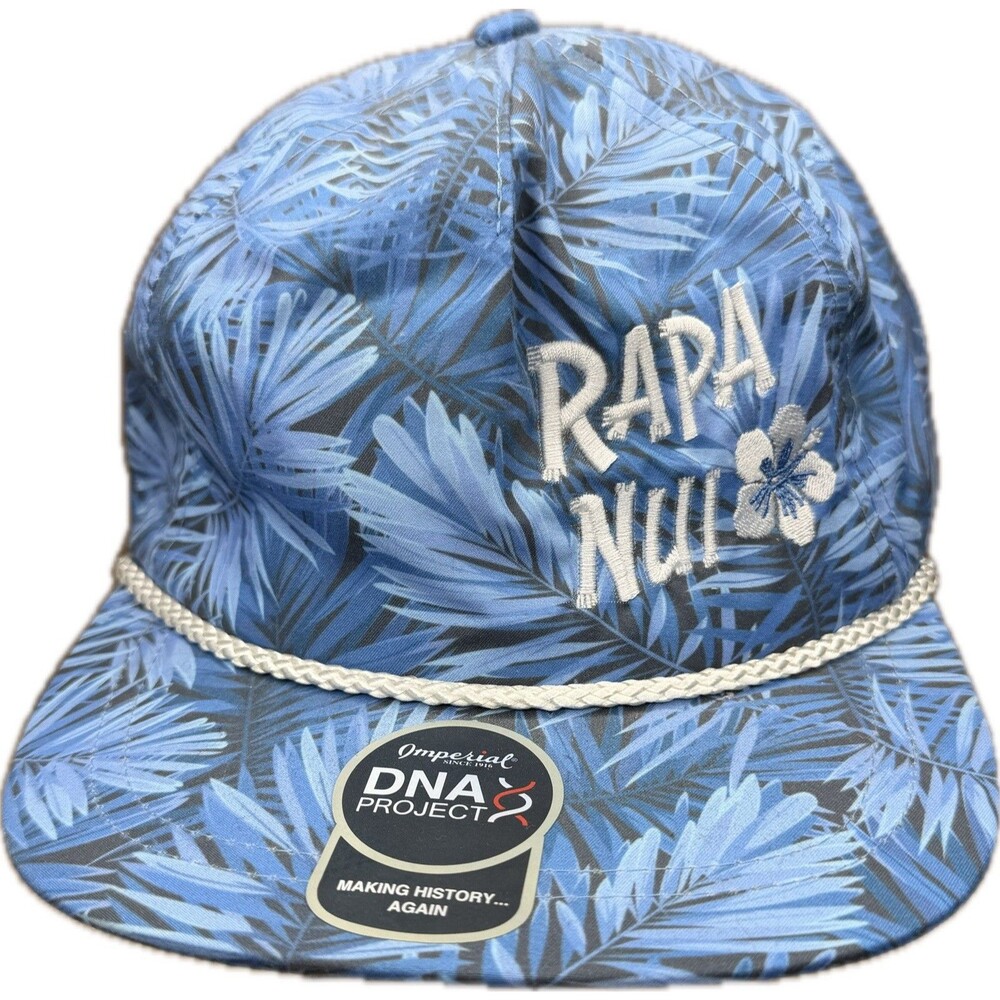 Rapa Nui Moai Floral Baseball Hat Cap Embroidered Leather Strapback